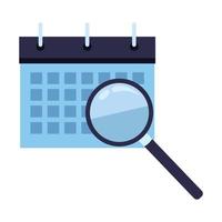 calendar schedule flipchart with magnifying glass icon cartoon vector