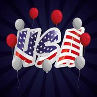 presidents day celebration poster with flag and balloons vector