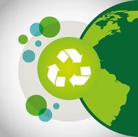Eco friendly poster with planet Earth and recycle symbol vector