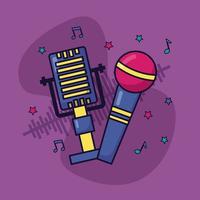 retro microphone sound music colorful background vector