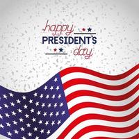 happy presidents day celebration poster with flag vector