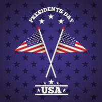 happy presidents day celebration poster with usa flags vector