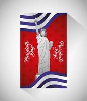 Happy presidents day celebration poster with American statue vector