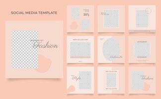 social media template banner blog fashion sale promotion. fully editable square post frame puzzle organic sale poster. brown khaki beige vector background