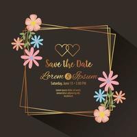 save the date square frame vector