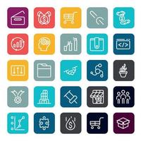 Business marketing online or financial investment benefit or return icons with outline on square color shape. vector infographic.