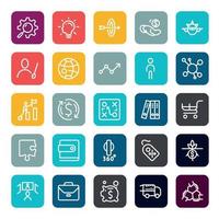 Business marketing online or financial investment benefit or return icons with outline on square color shape. vector infographic.