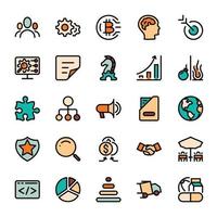 Business marketing design outline icons with color fill. vector infographic.