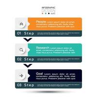 Business planning, marketing or education in the form of a rectangle label 3 steps of operational planning. infographic illustration. vector