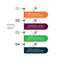 Label shape workflow 4 steps describing work procedures, showing work processes and functions. infographic design. vector