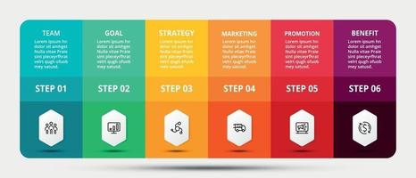 Presentation through square and rectangular designs helps to explain wound placement and present information by a 6-step infographic vector. vector