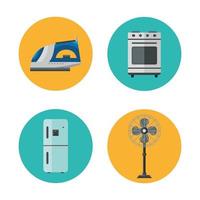 Appliances flat style icon set vector