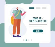 person wearing medical mask activity landing page vector