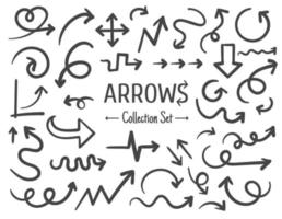 Free hand drawn line drawing arrow set design isolated on white background vector