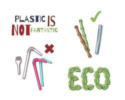 Reusable items instead of plastic vector