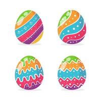 huevos pintados en varios patrones de colores para decorar las tarjetas que se regalan a los niños en Semana Santa. vector