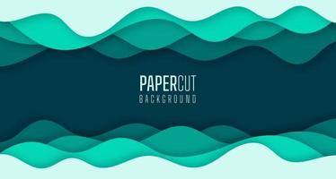 Simple 3d abstract background of green sea water waves Modern paper cut graphic design vector