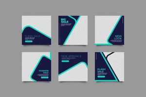 Elegant Blue corporate social media template bundle vector