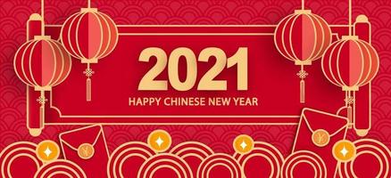 Chinese new year 2021 year of the ox banner vector
