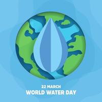 Fondo del día mundial del agua en estilo de corte de papel. vector
