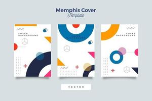 Set of abstract memphis template for cover vector