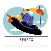 athlete practicing snowboard banner template vector