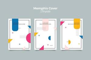 Memphis cover set with abstract shapes vector