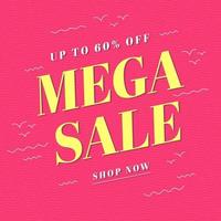 Mega sale banner template design, Big sale special offer. end of season special offer banner. vector