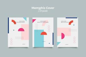 Memphis cover collection with dynamic color vector