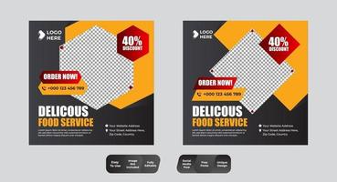 Conjunto de plantillas de diseño de publicación de banner de redes sociales de comida de restaurante vector