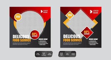 Food and Restaurant Social Media Post Design Template Set vector