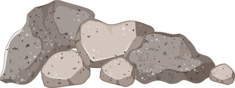 Set of gray stones on white background