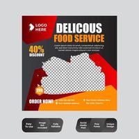 Food social media post banner template vector