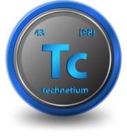 Technetium chemical element. Chemical symbol with atomic number and atomic mass. vector