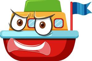 Boat toy cartoon character with facial expression vector