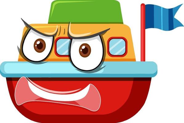 Boat toy cartoon character with facial expression