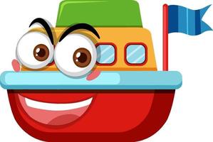 Boat toy cartoon character with facial expression vector