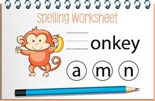 Find missing letter with monkey vector