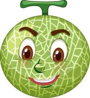 Cantaloupe melon cartoon character with facial expression vector