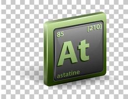 Astatine chemical element. Chemical symbol with atomic number and atomic mass. vector