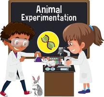 joven científico haciendo experimentación con animales. vector