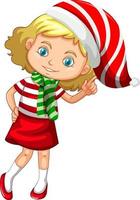 Cute girl in christmas costume cartoon character vector