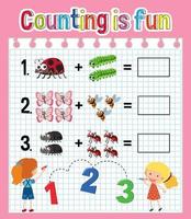 Math count number worksheet vector