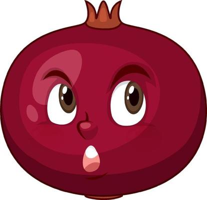 Pomegranate cartoon character with facial expression