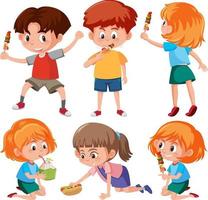 conjunto de personaje de dibujos animados de niños en pose diferente vector