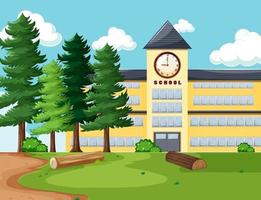 Empty scene with school building in nature vector