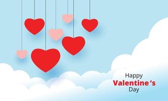 happy valentine's day, hanging hearts background vector