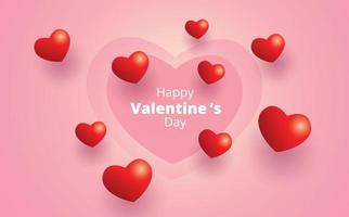 happy valentine's day, hanging hearts background vector