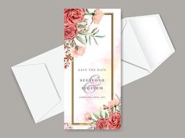 hermosas y elegantes plantillas de tarjetas de invitación de boda floral vector