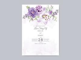 beautiful floral hand drawn wedding invitation card template vector